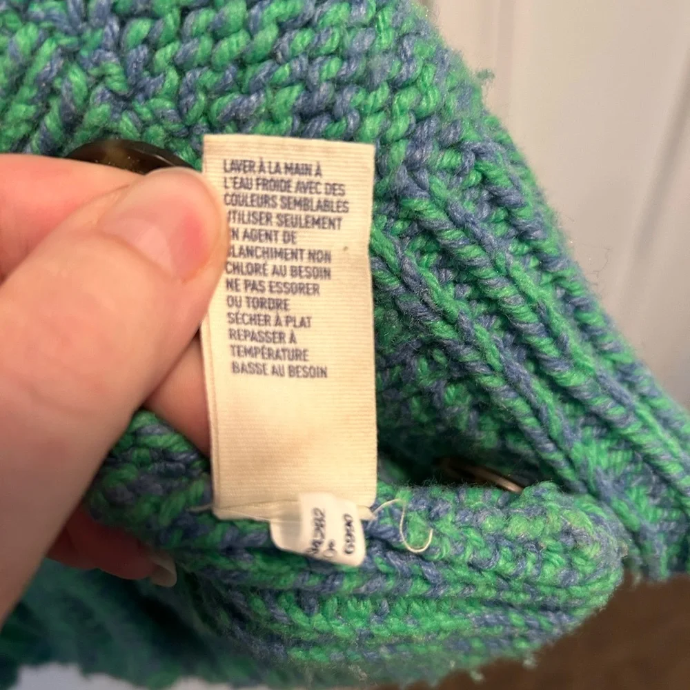 American Eagle Outfitters Cardigan w Pockets Knit Blue Green Warm Wool Blend M - Picture 4 of 6